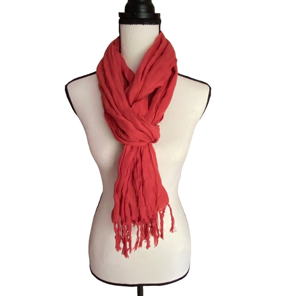Salmon Orange Fashion Scarf with Fringe